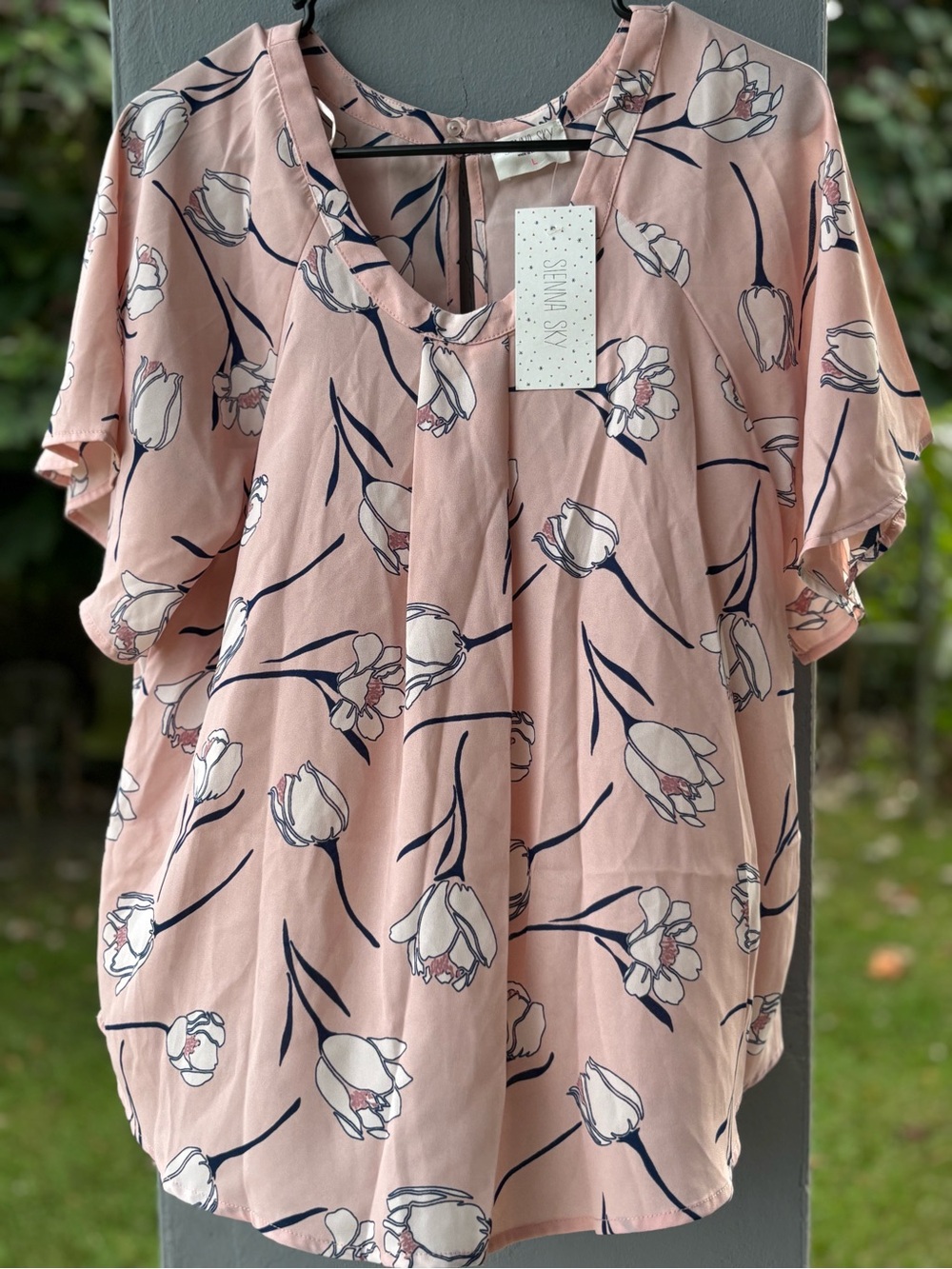 Sienna Sky Pink Floral Short-Sleeve Blouse